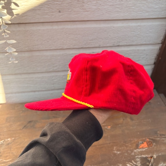 RARE Vintage SHELL gas station trucker hat corduroy rope red snapback - Picture 5 of 7